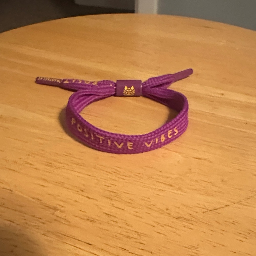 Purple Bracelet with Positive Vibes